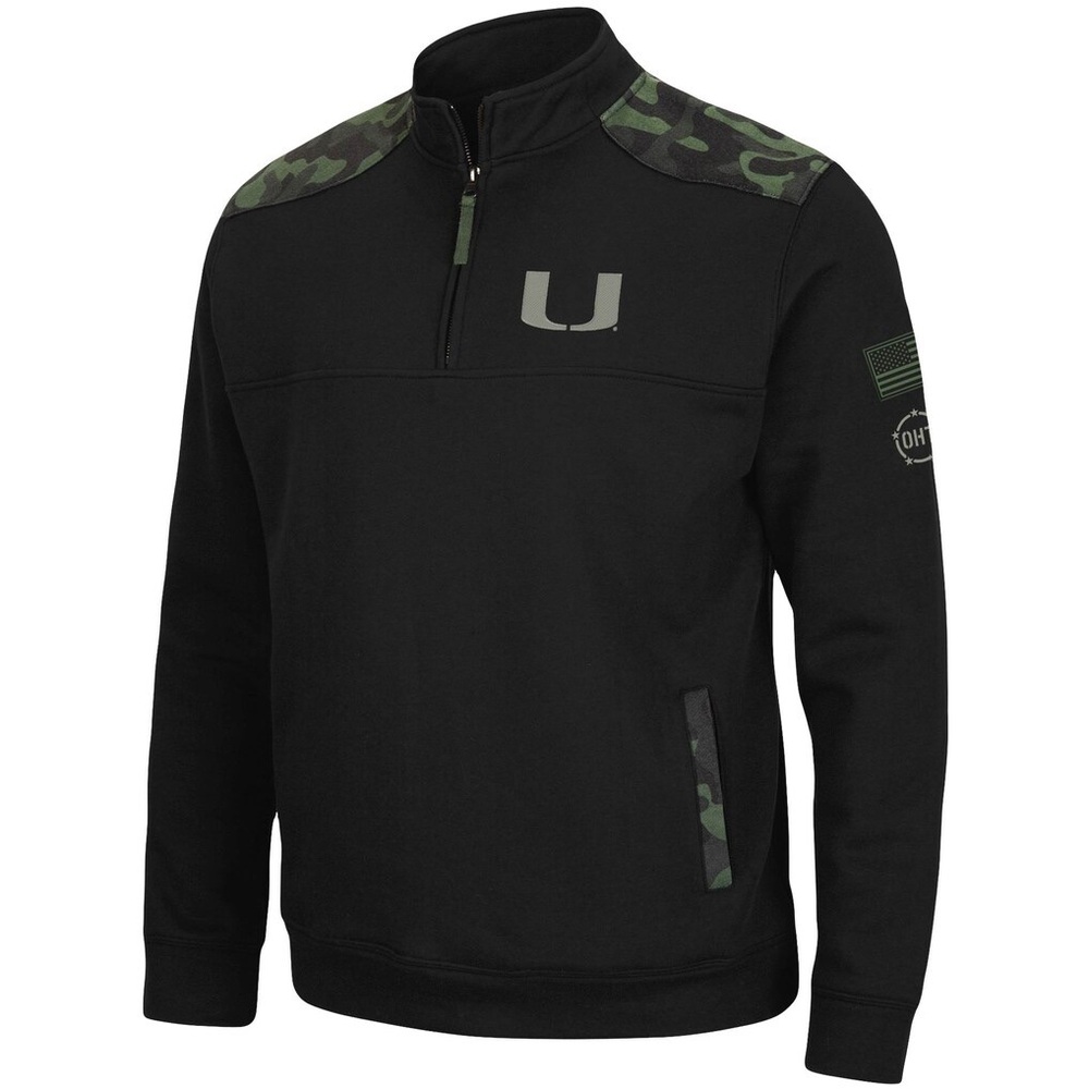 NWT Miami Hurricanes Operation Hat Trick Quarter-Zip Pullover~XL~Black~$70